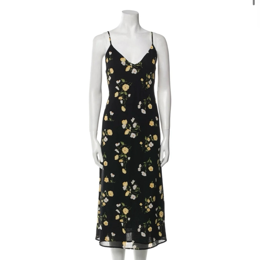 Floral Reformation Slip V neck tie dress